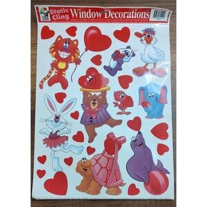 Vintage Color Clings Valentine's Day Animals Hearts Static Window Decorations